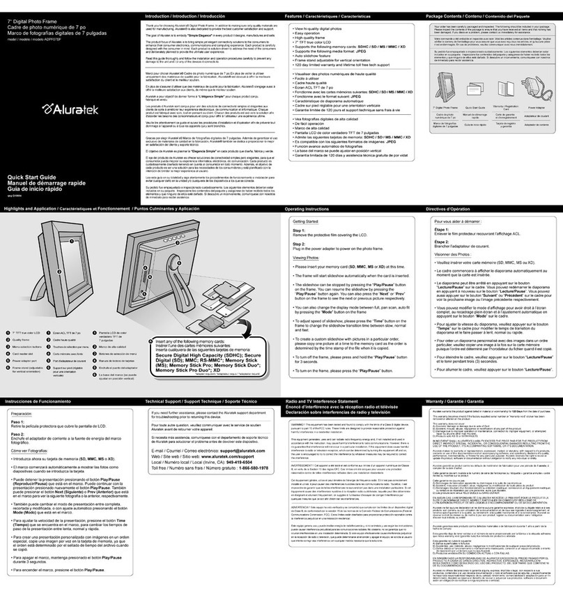 Aluratek ADPF07SF User manual