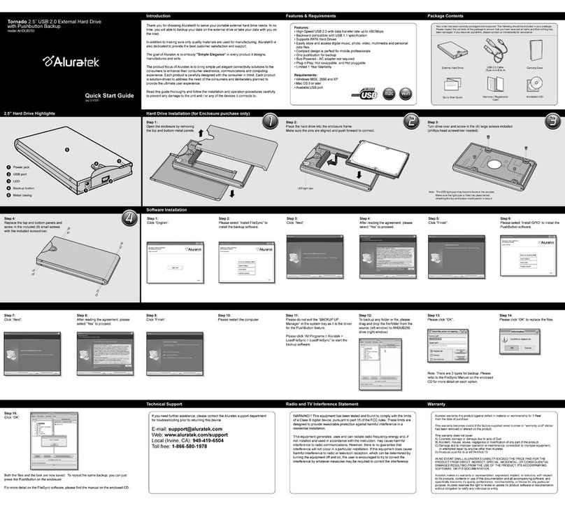 Aluratek AHDUB250160 User manual