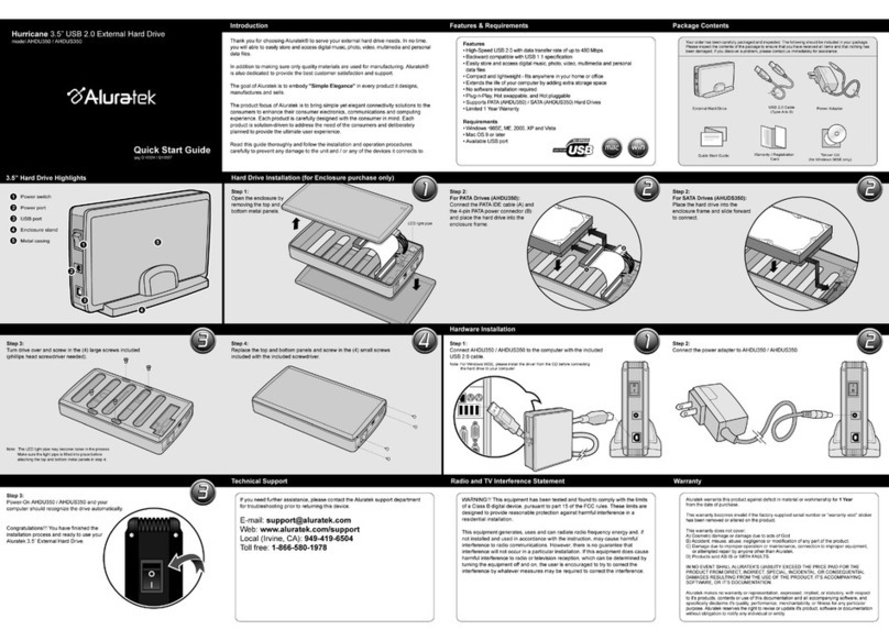 Aluratek Hurricane AHDU350 quick start guide