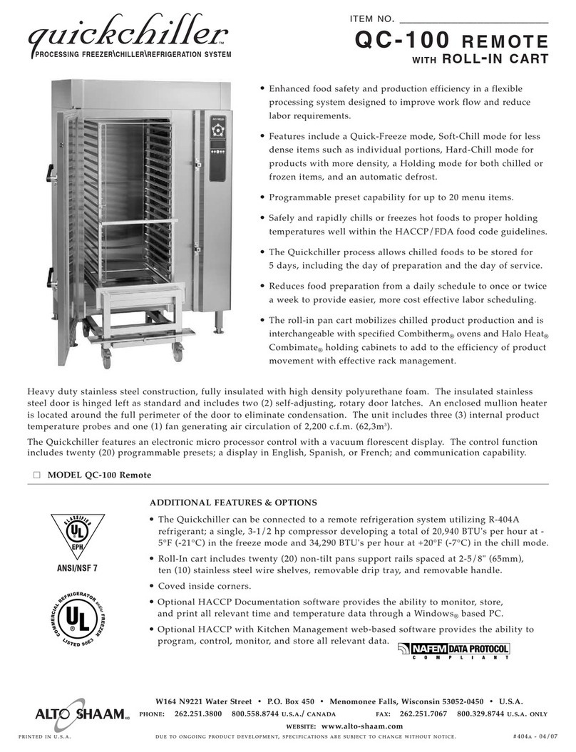 Alto-Shaam Quickchiller QC-100 Specification sheet