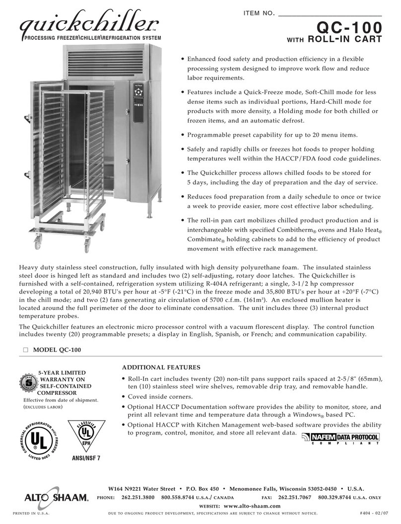 Alto-Shaam Quickchiller QC-100 Specification sheet