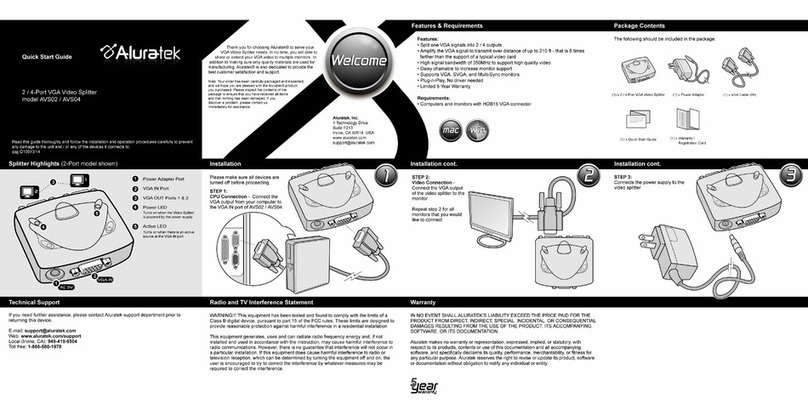 Aluratek AVS02 quick start guide
