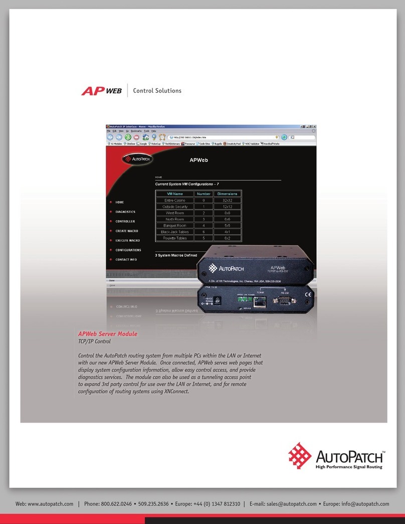 AutoPatch AVB-APWEB Specifications