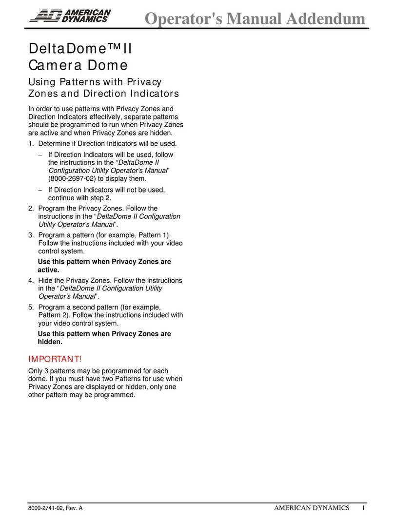 American Dynamics DeltaDome II Installation and operating instructions