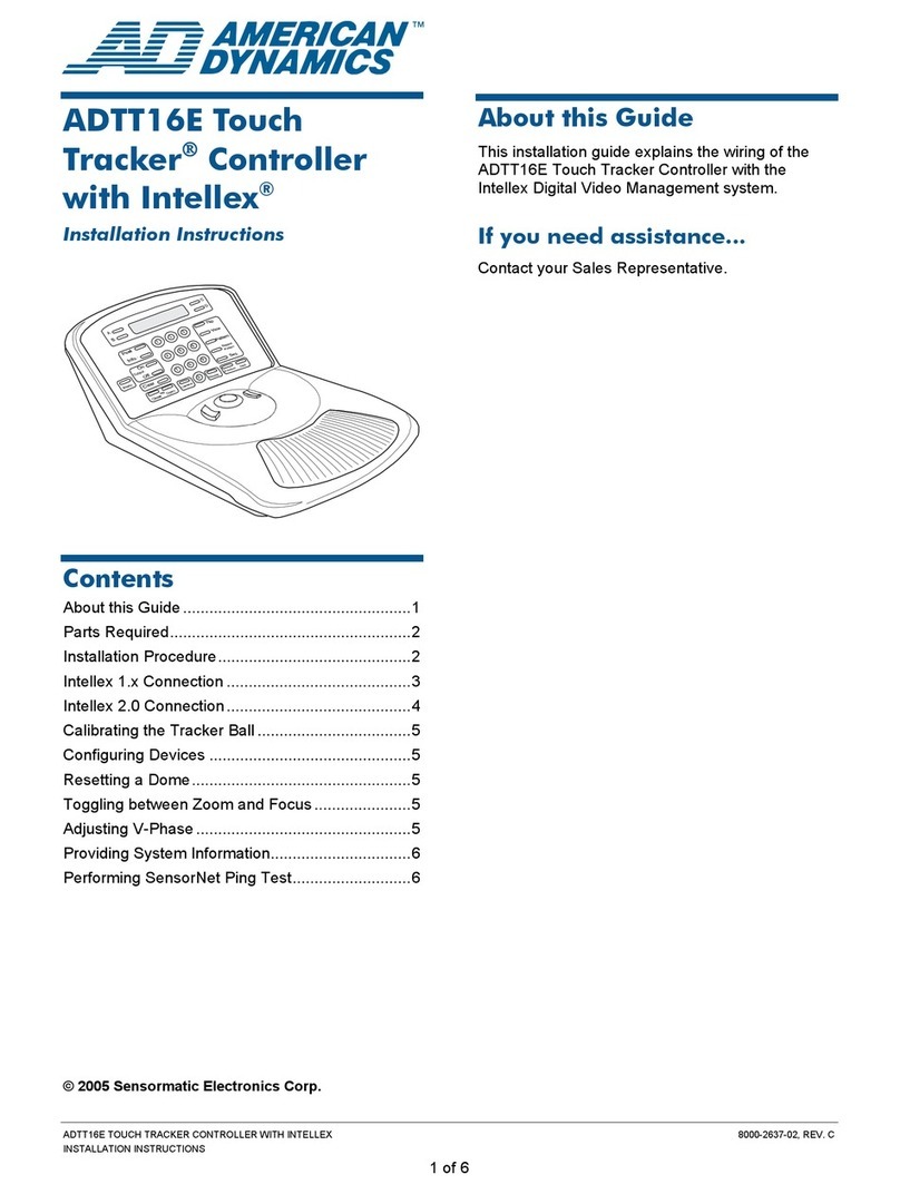 American Dynamics ADTT16E Touch Tracker installation instructions American Dynamics ADTT16E Touch Tracker installation instructions