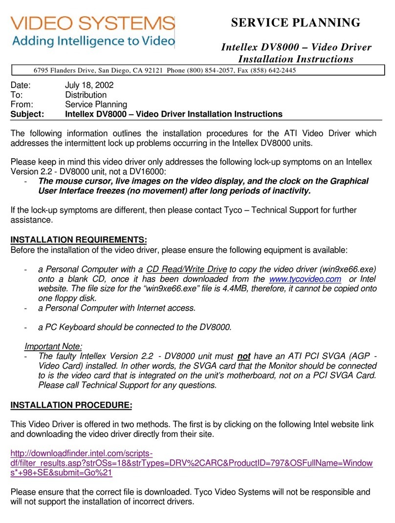 Videosystems Intellex DV8000 installation instructions Videosystems Intellex DV8000 installation instructions