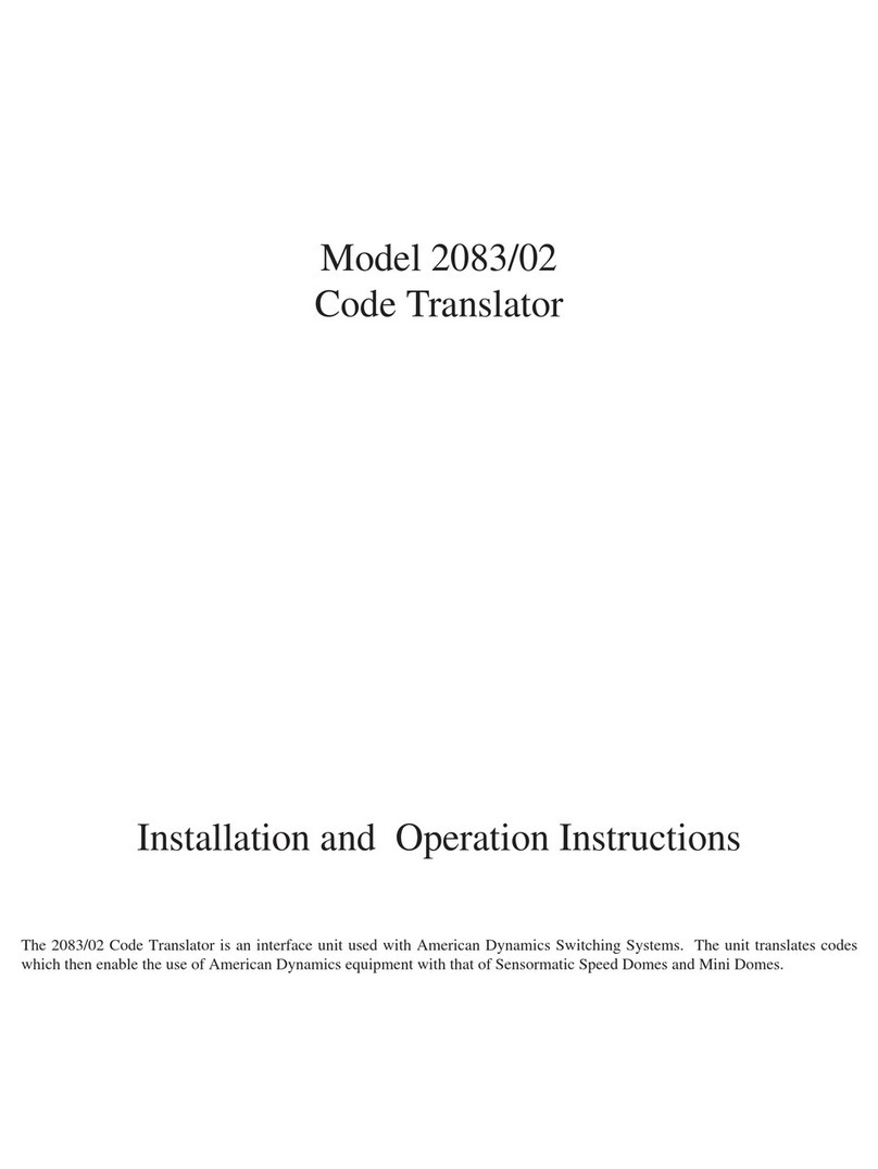 American Dynamics AD2083-02C Installation and operation instructions American Dynamics AD2083-02C Installation and operation instructions