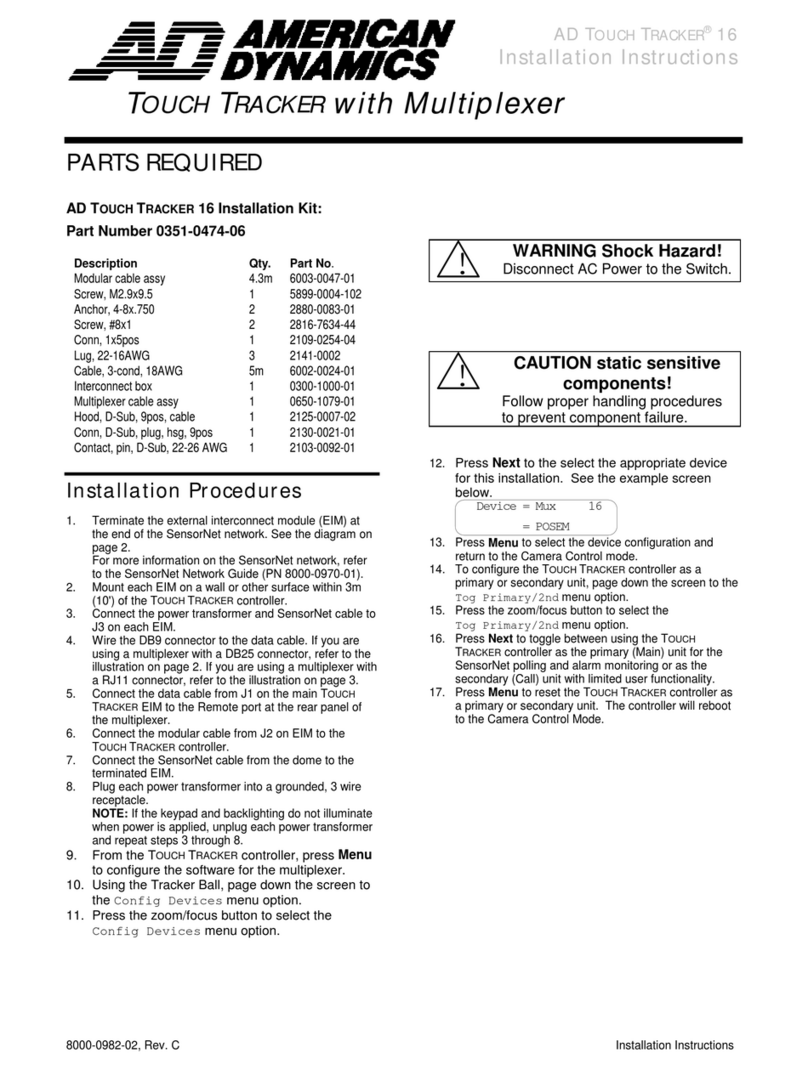 American Dynamics ADTT16 installation instructions American Dynamics ADTT16 installation instructions