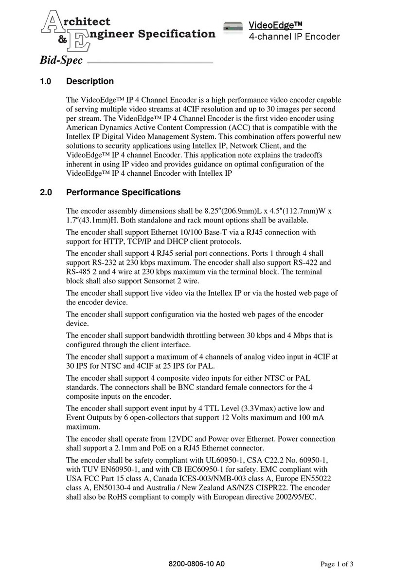 American Dynamics VideoEdge Architect & engineer Specification