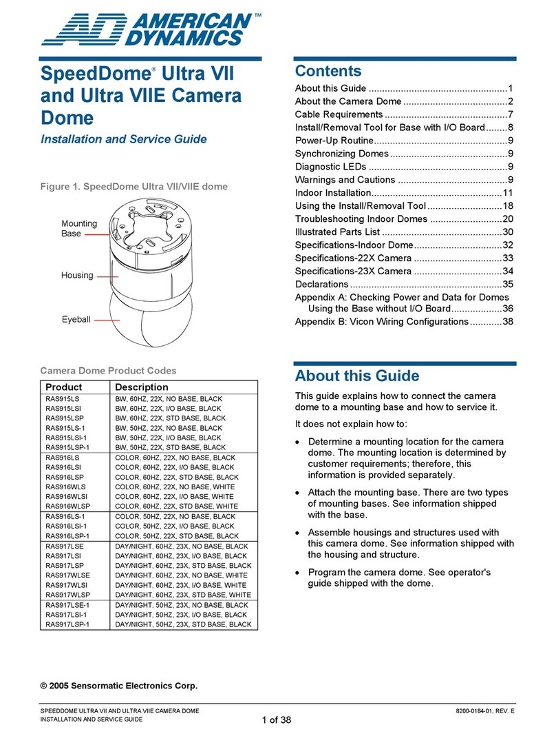 American Dynamics SpeedDome Ultra VIIE Installation and maintenance instructions
