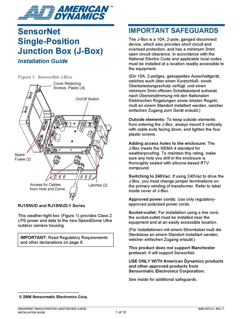 American Dynamics RJ1SNUD Series User manual