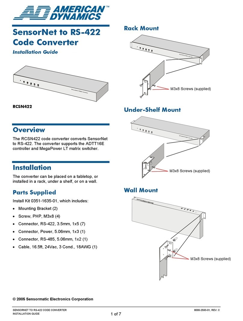 American Dynamics RCSN422 installation guide