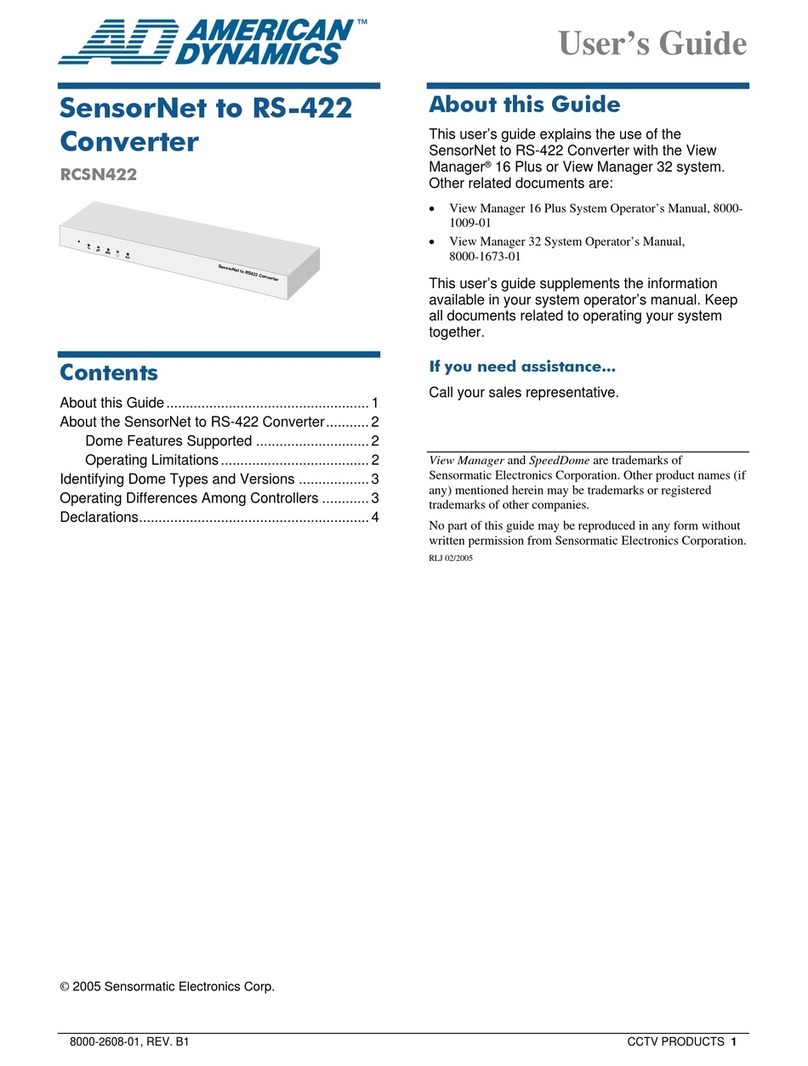 American Dynamics RCSN422 user guide