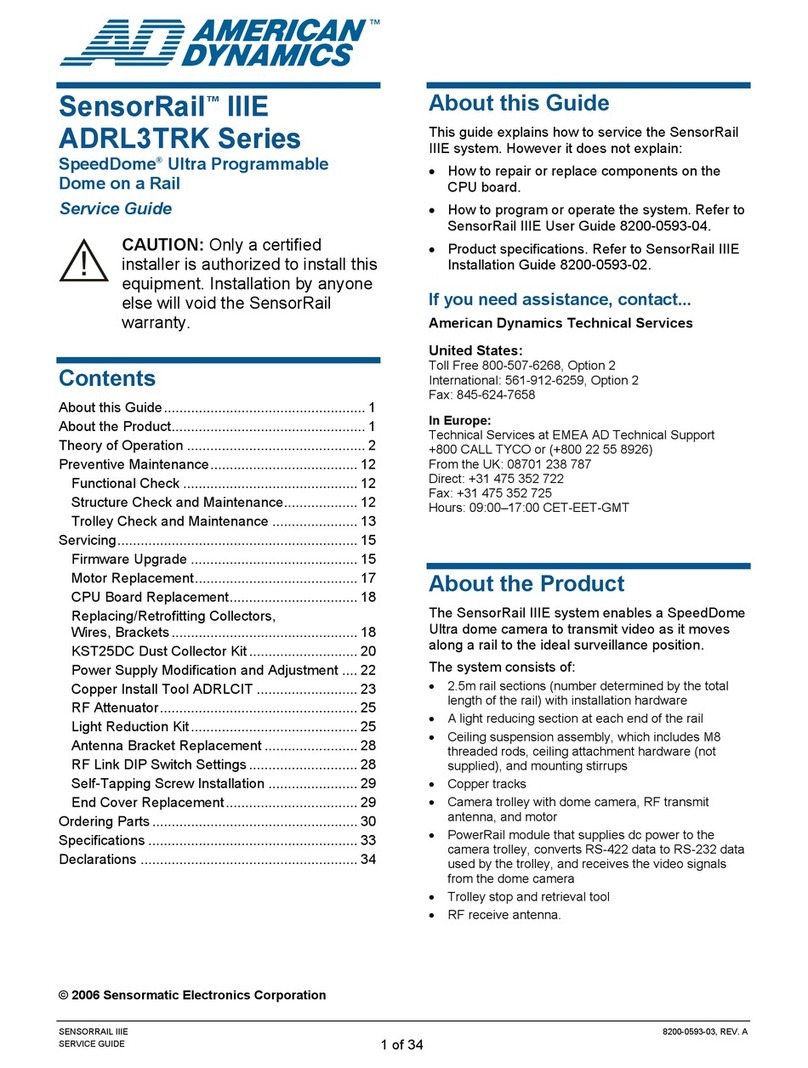 American Dynamics SensorRail IIIe ADRL3TRK Series Service guide