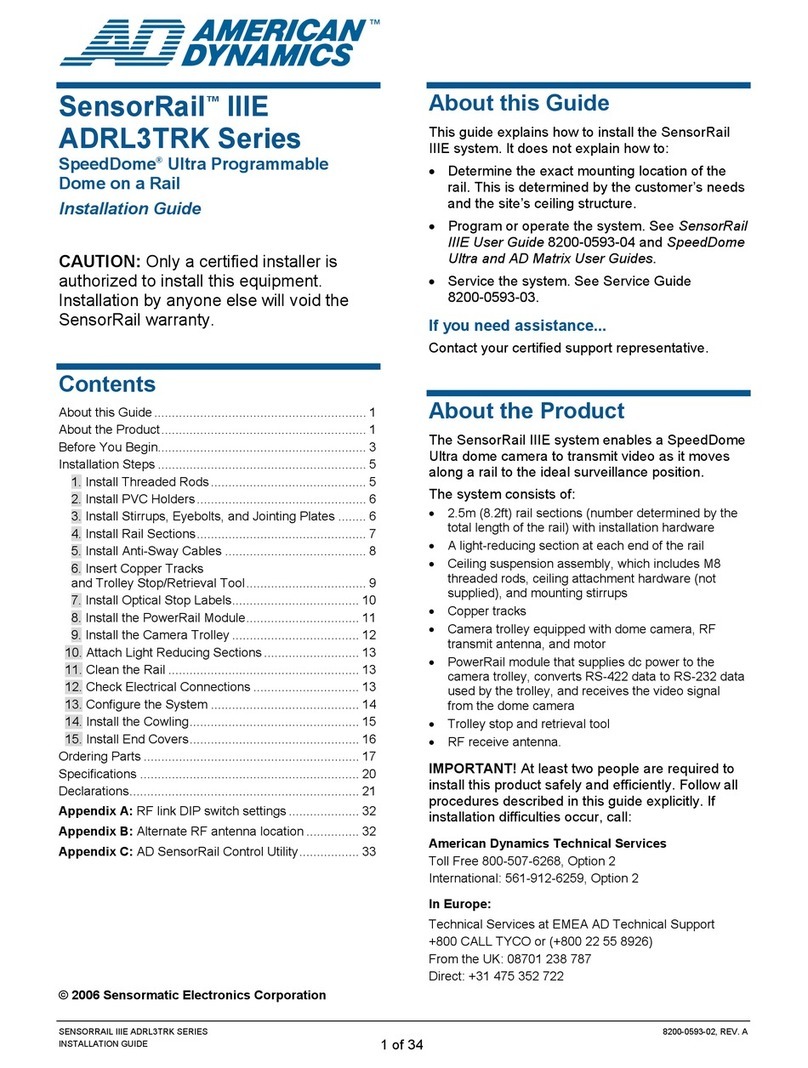American Dynamics SensorRail IIIe ADRL3TRK Series installation guide