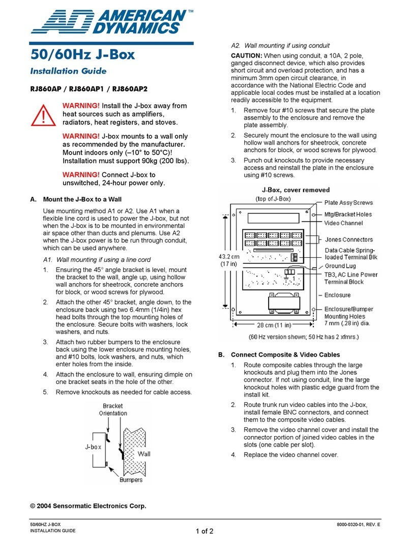American Dynamics RJ860AP Series User manual