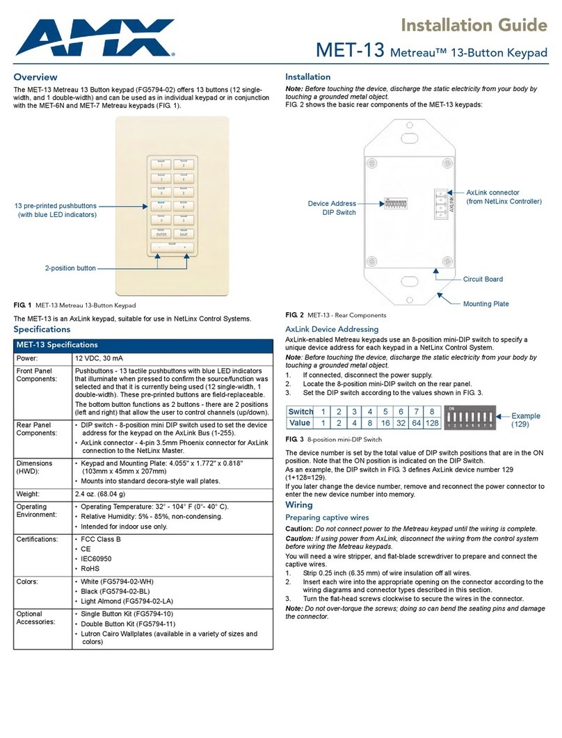 AMX Metreau MET-13 User manual AMX Metreau MET-13 User manual