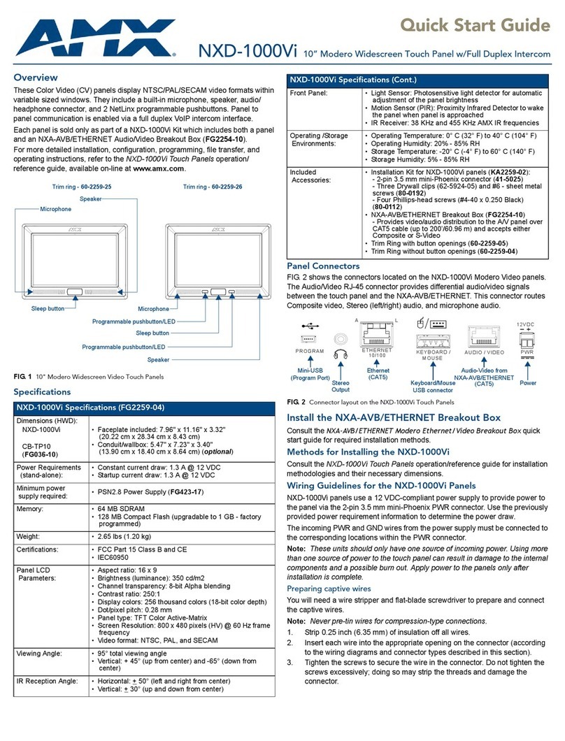 AMX Modero NXD-1000Vi quick start guide AMX Modero NXD-1000Vi quick start guide