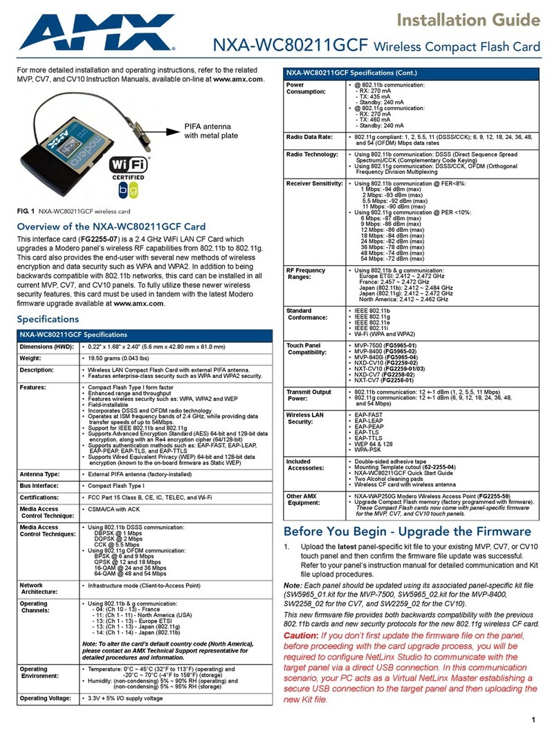 AMX NXA-WC80211G-CF User manual
