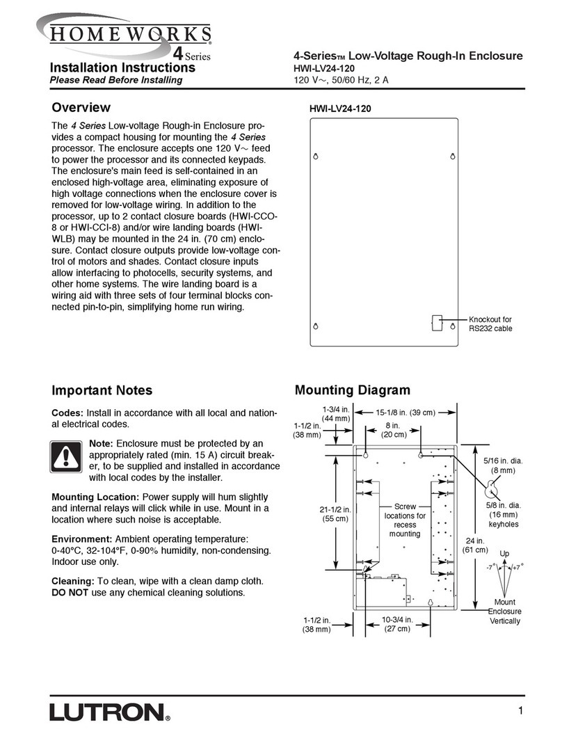 Lutron Electronics Homeworks HWI-LV24-120 installation instructions
