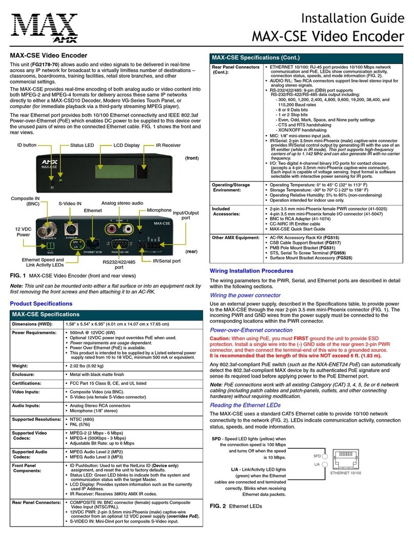 AMX MAX-CSE User manual