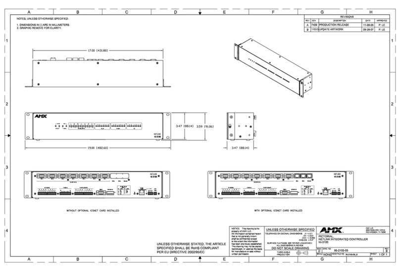 AMX NetLinx Integrated Controller NI-3100 Dimension Guide