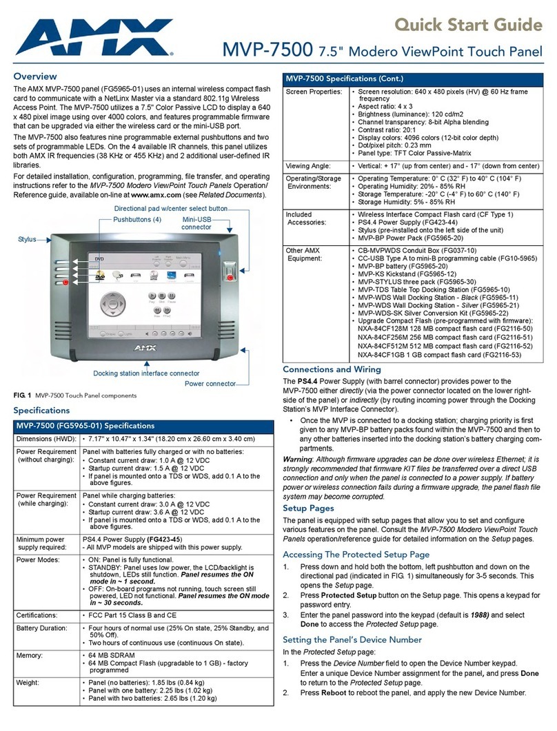 AMX Modero ViewPoint MVP-7500 User manual AMX Modero ViewPoint MVP-7500 User manual