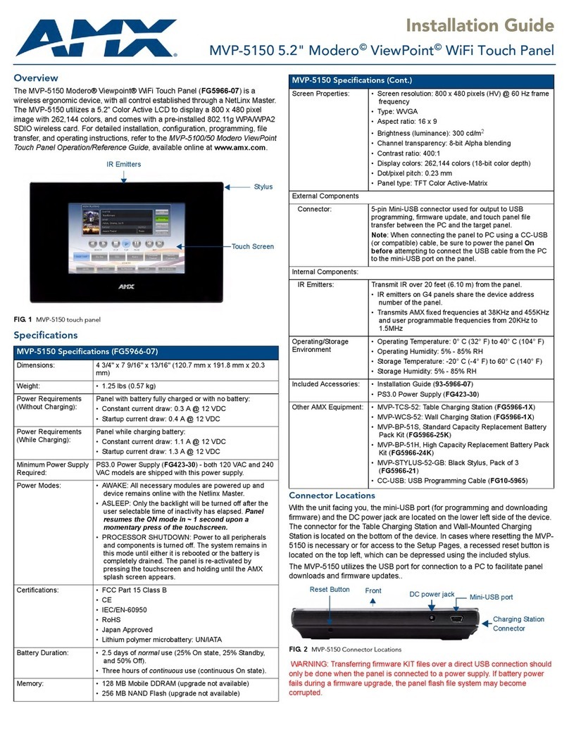 AMX Modero ViewPoint MVP-5150 User manual
