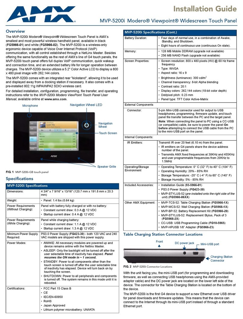 AMX Modero Viewpoint MVP-5200i User manual