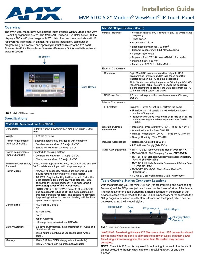AMX Modero ViewPoint MVP-5100 User manual