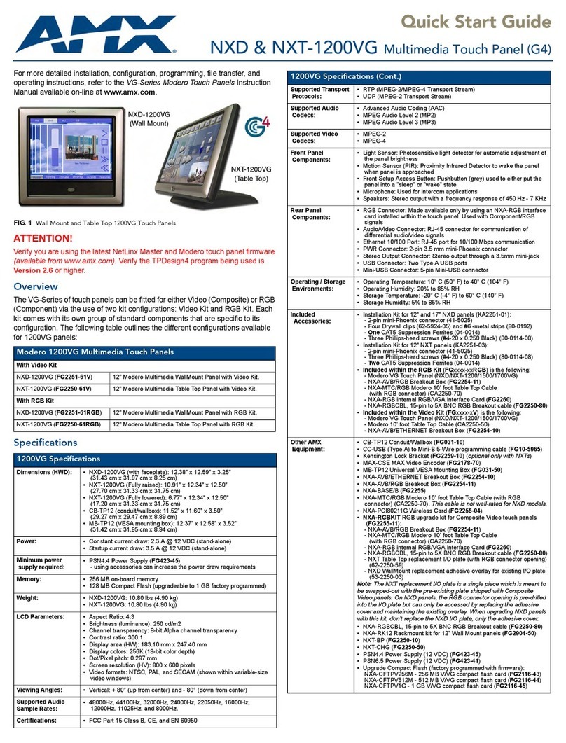 AMX Modero NXD-1200VG User manual