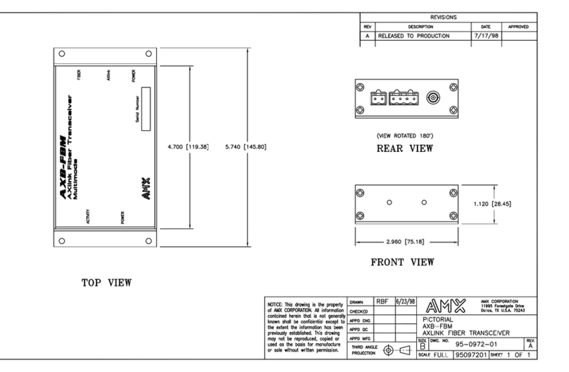 AMX AXB-FBM Specifications