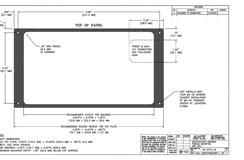 AMX AXP-SPPlus Dimensional drawing AMX AXP-SPPlus Dimensional drawing