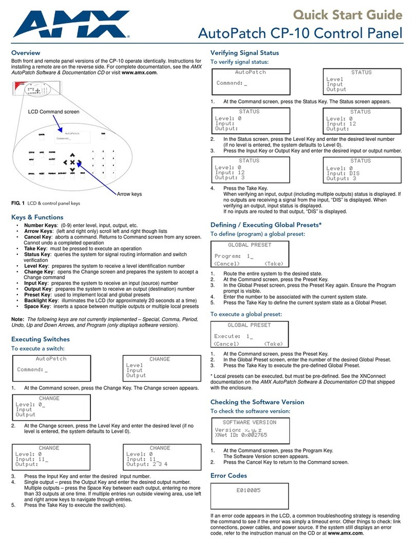 AMX AutoPatch CP-10 User manual