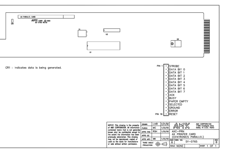 AMX AXC-PRN Dimensional drawing