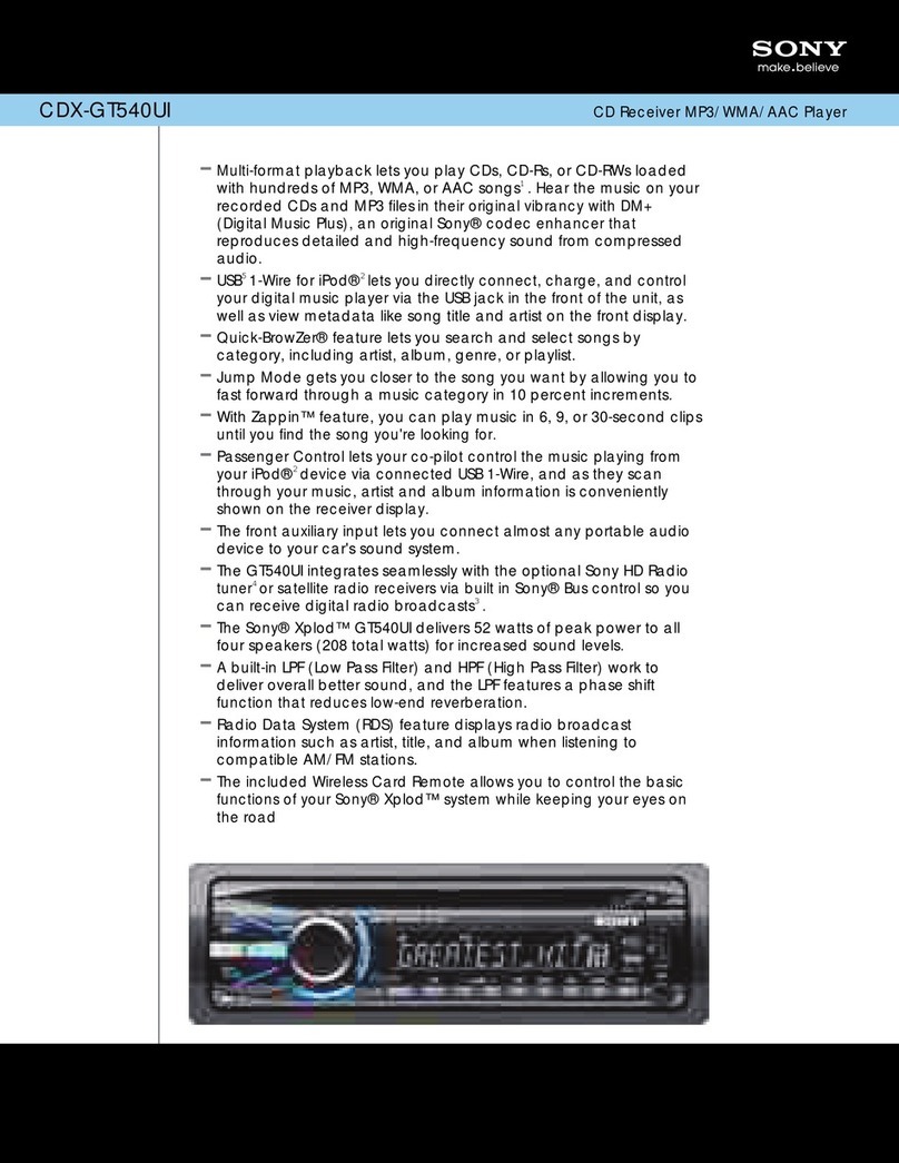 Sony CDXGT640UI - MP3/WMA/AAC Player CD Receiver User manual