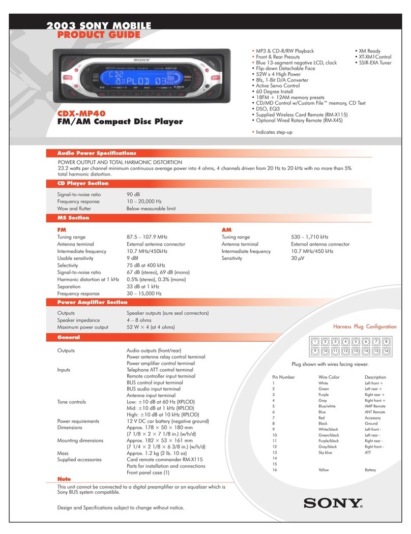 Sony CDX-MP40 Installation/Connection Product guide