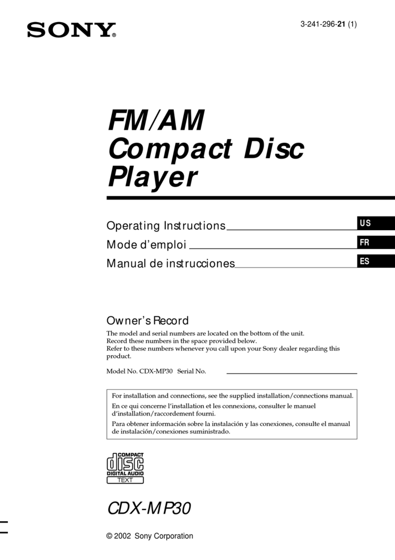 Sony CDX-MP30 operating instructions