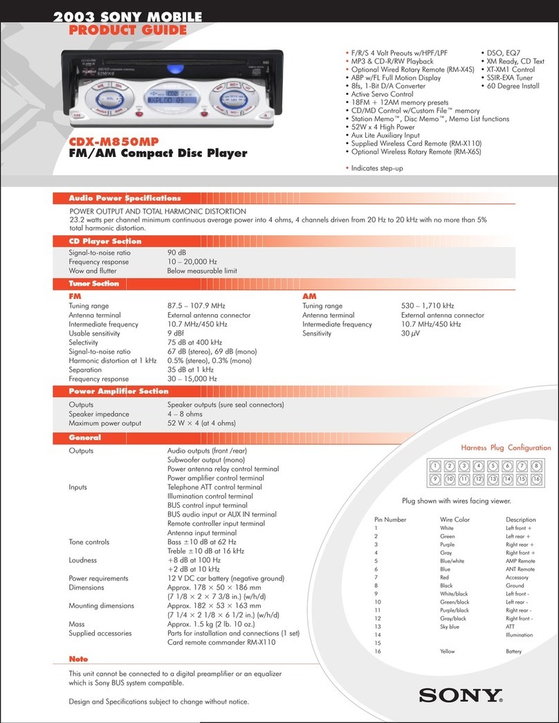 Sony CDX-M850MP  (XT-XM1) User manual