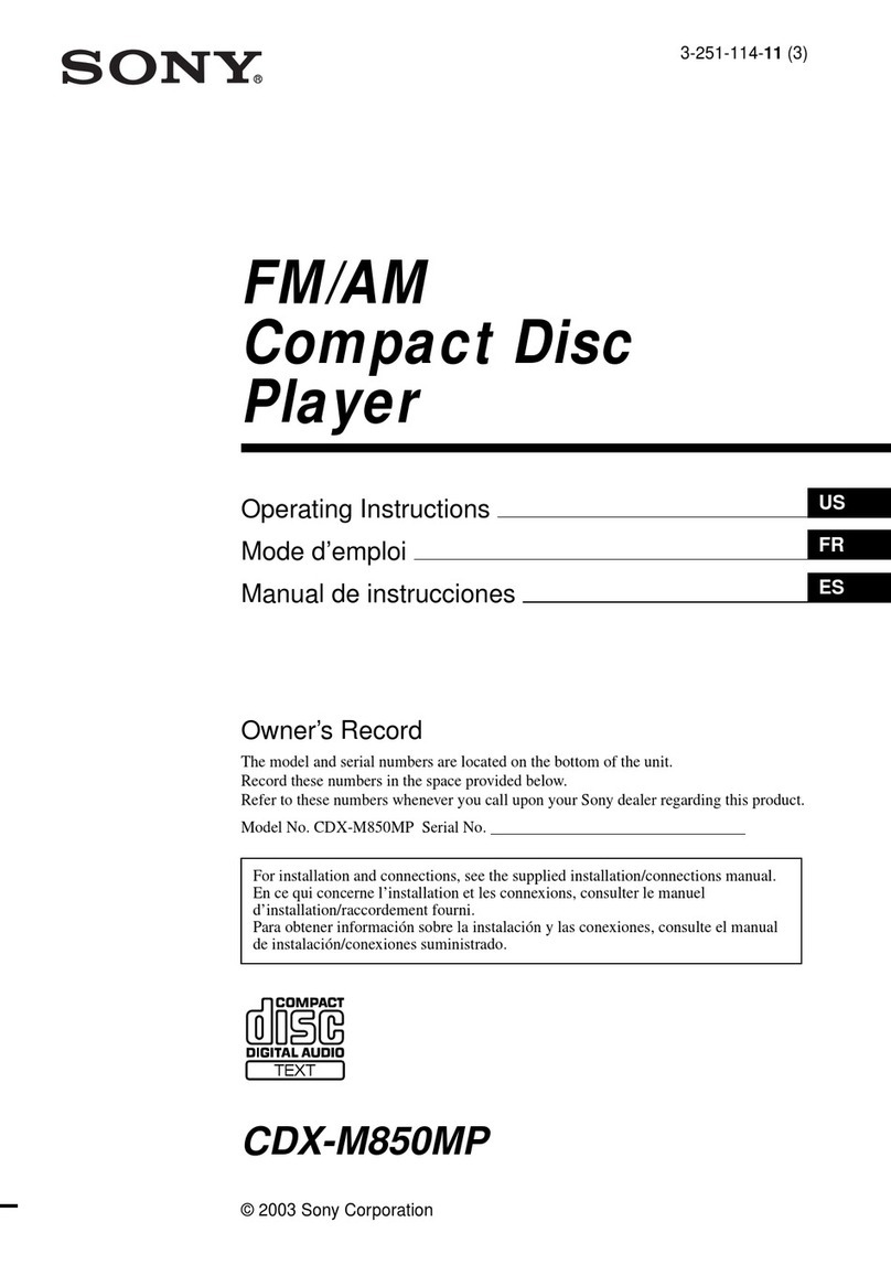 Sony CDX-M850MP (XT-XM1) operating instructions Sony CDX-M850MP (XT-XM1) operating instructions