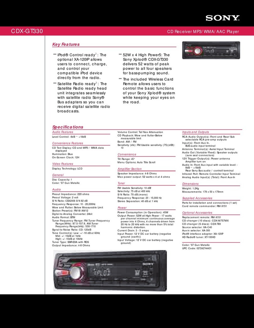 Sony CDX GT330 - Radio / CD User manual