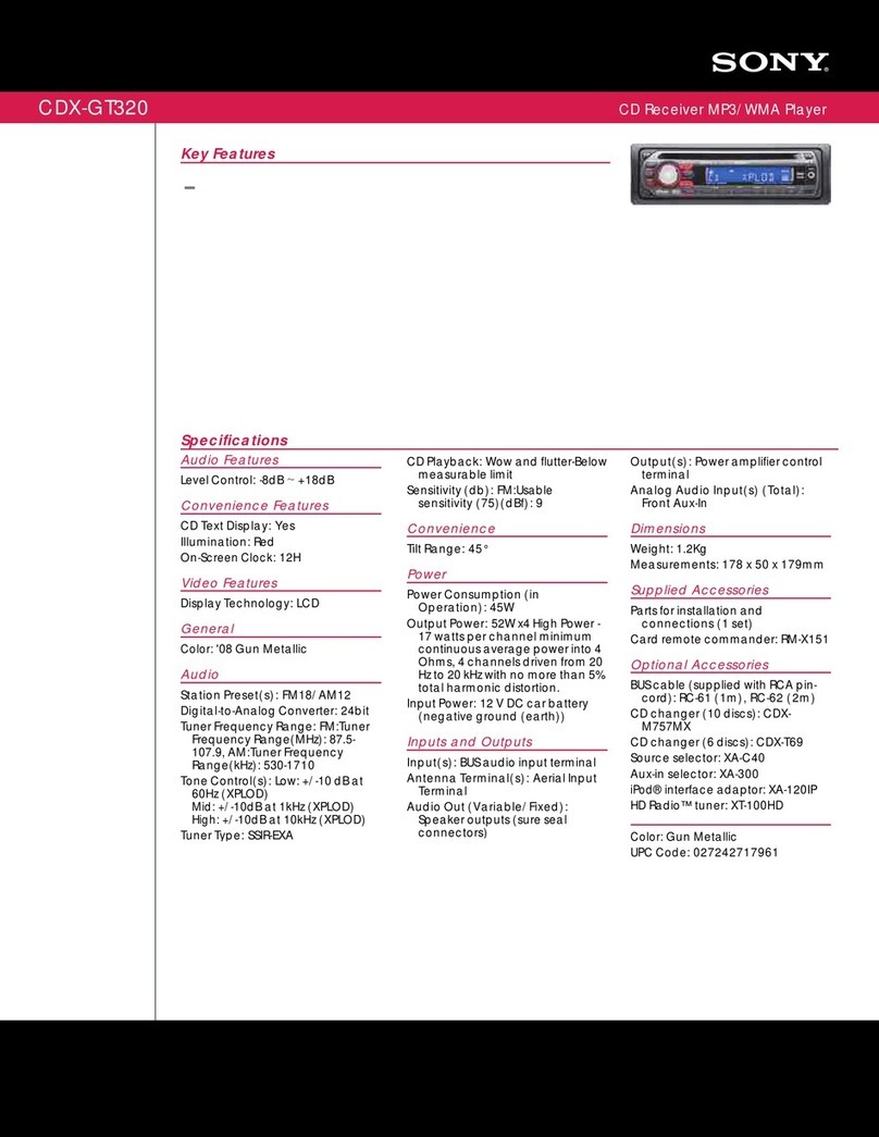 Sony CDXGT320 - CDX Radio / CD Specifications