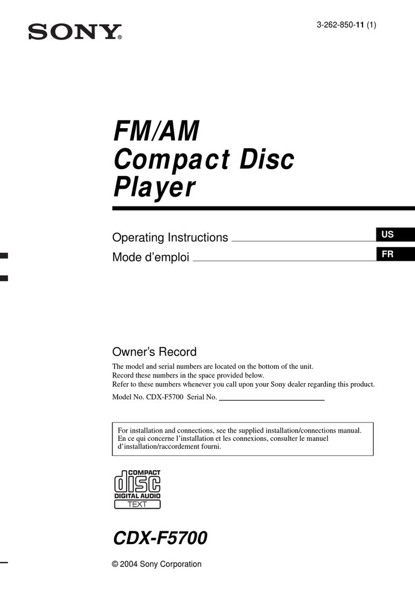Sony CDX-F5700 - Fm/am Compact Disc Player User manual Sony CDX-F5700 - Fm/am Compact Disc Player User manual
