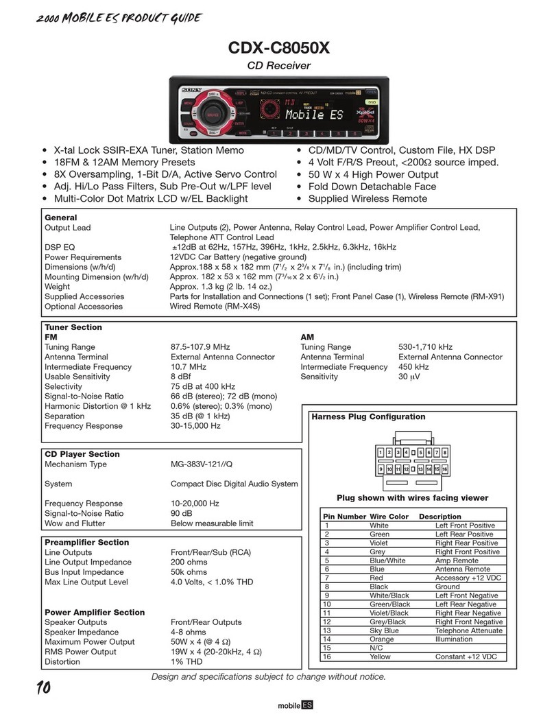 Sony CDX-C8050X - Fm/am Compact Disc Player User manual