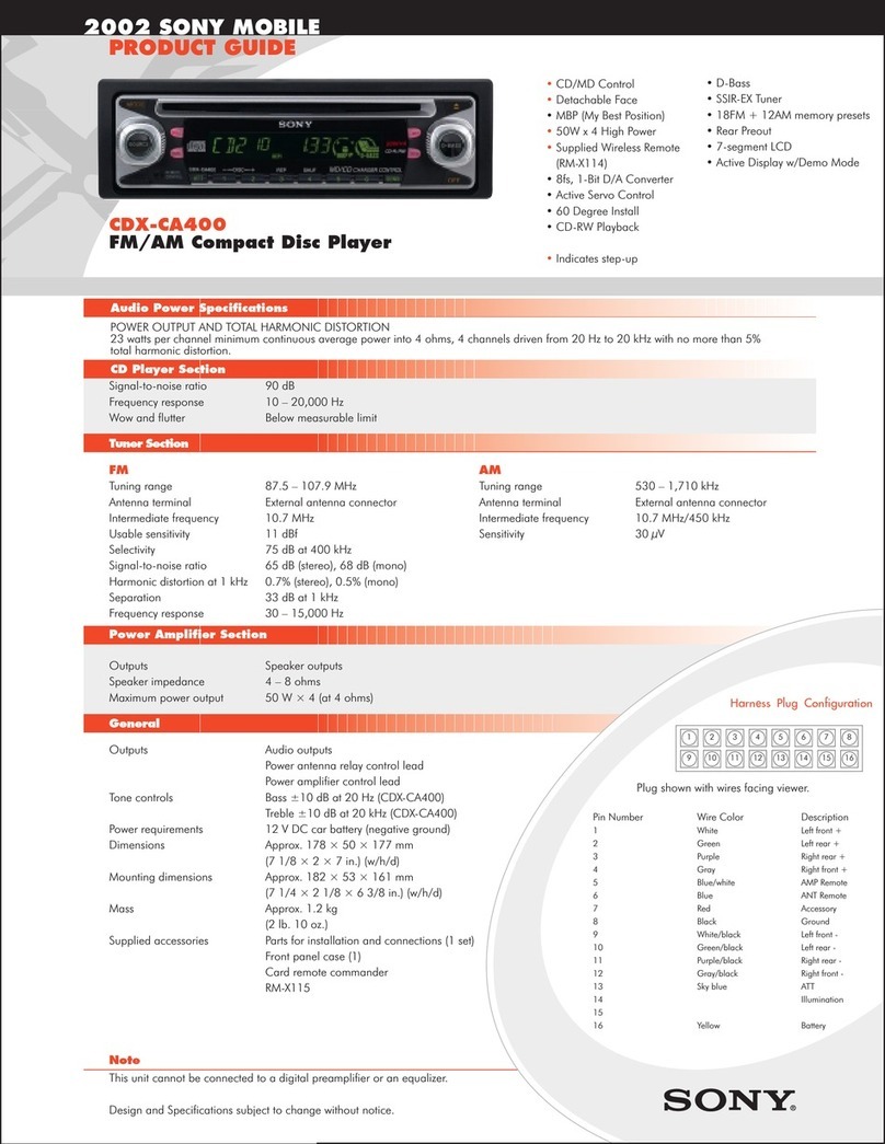 Sony CDX-CA400 - Compact Disc Changer System User manual