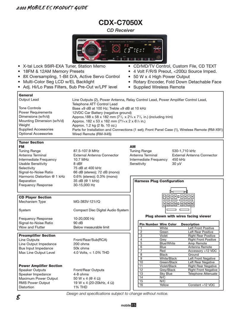 Sony CDX-C7050X Product Guide Specifications