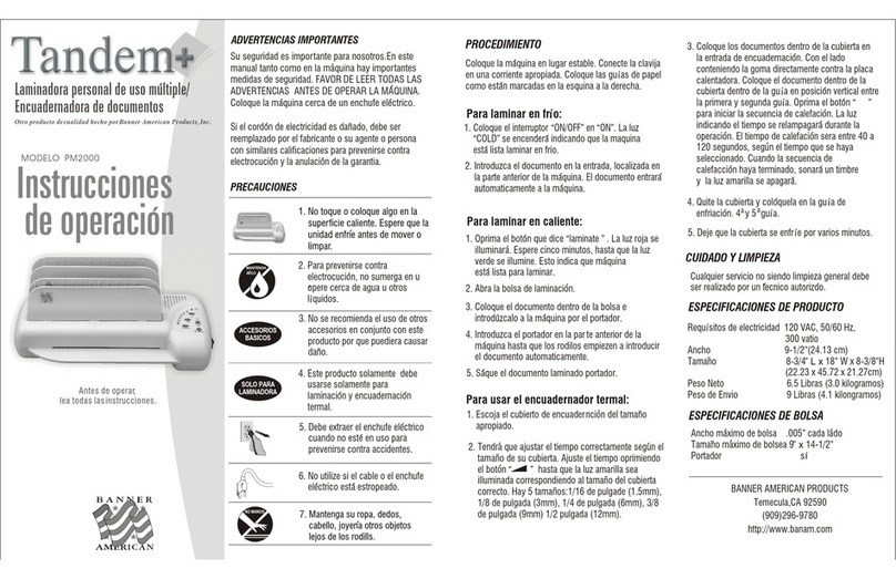 Banner American PM2000 User manual