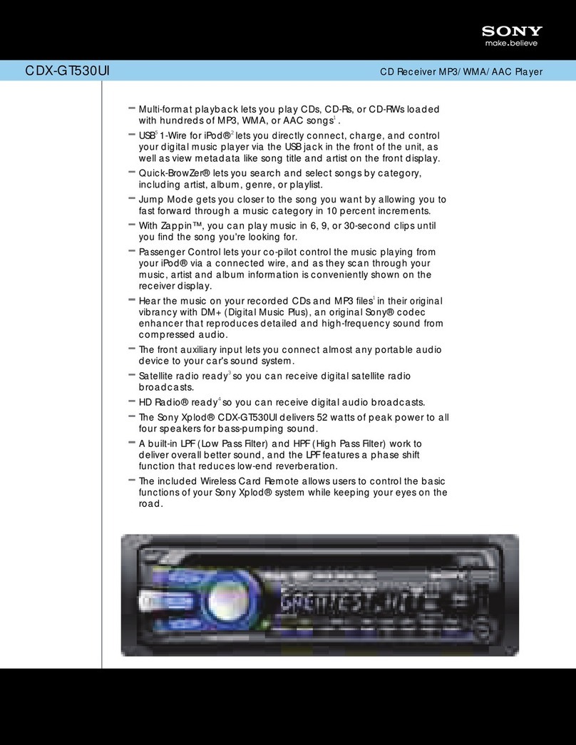 Sony CDXGT530UI - CD Receiver MP3/WMA/AAC Player Specifications