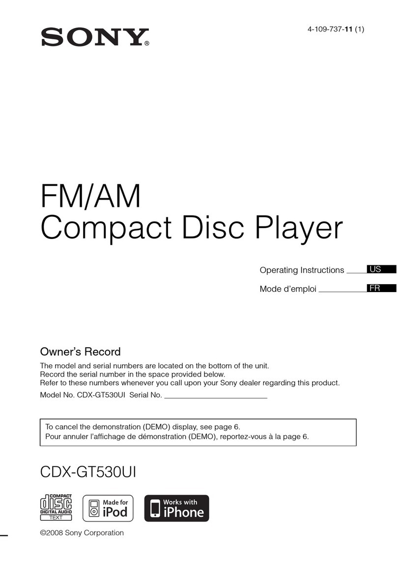Sony CDXGT530UI - CD Receiver MP3/WMA/AAC Player operating instructions