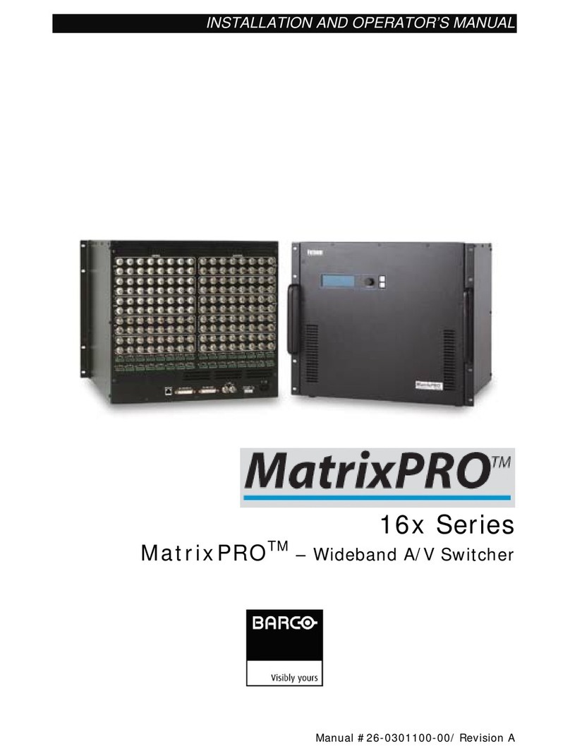 Barco Matrix-PRO HD-SDI Installation and operator's manual